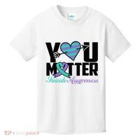 Suicide Prevention Awareness Teal Purple Ribbon You Matter Kids T-Shirt thumb 0