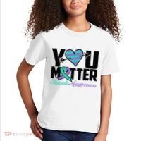 Suicide Prevention Awareness Teal Purple Ribbon You Matter Kids T-Shirt thumb 2