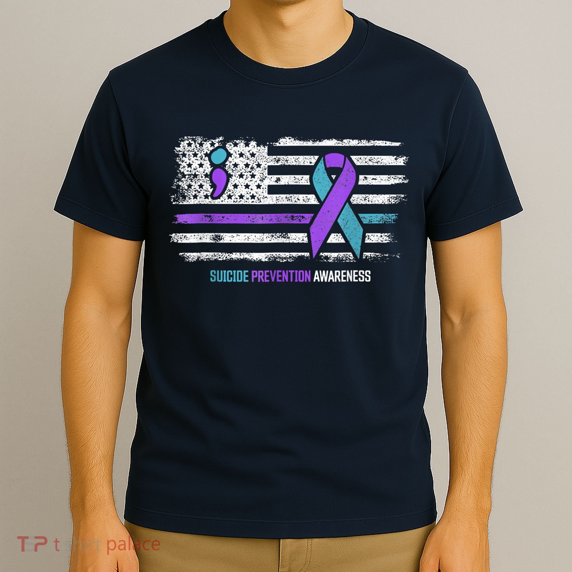 Suicide Prevention American Flag Suicide Awareness T-Shirt