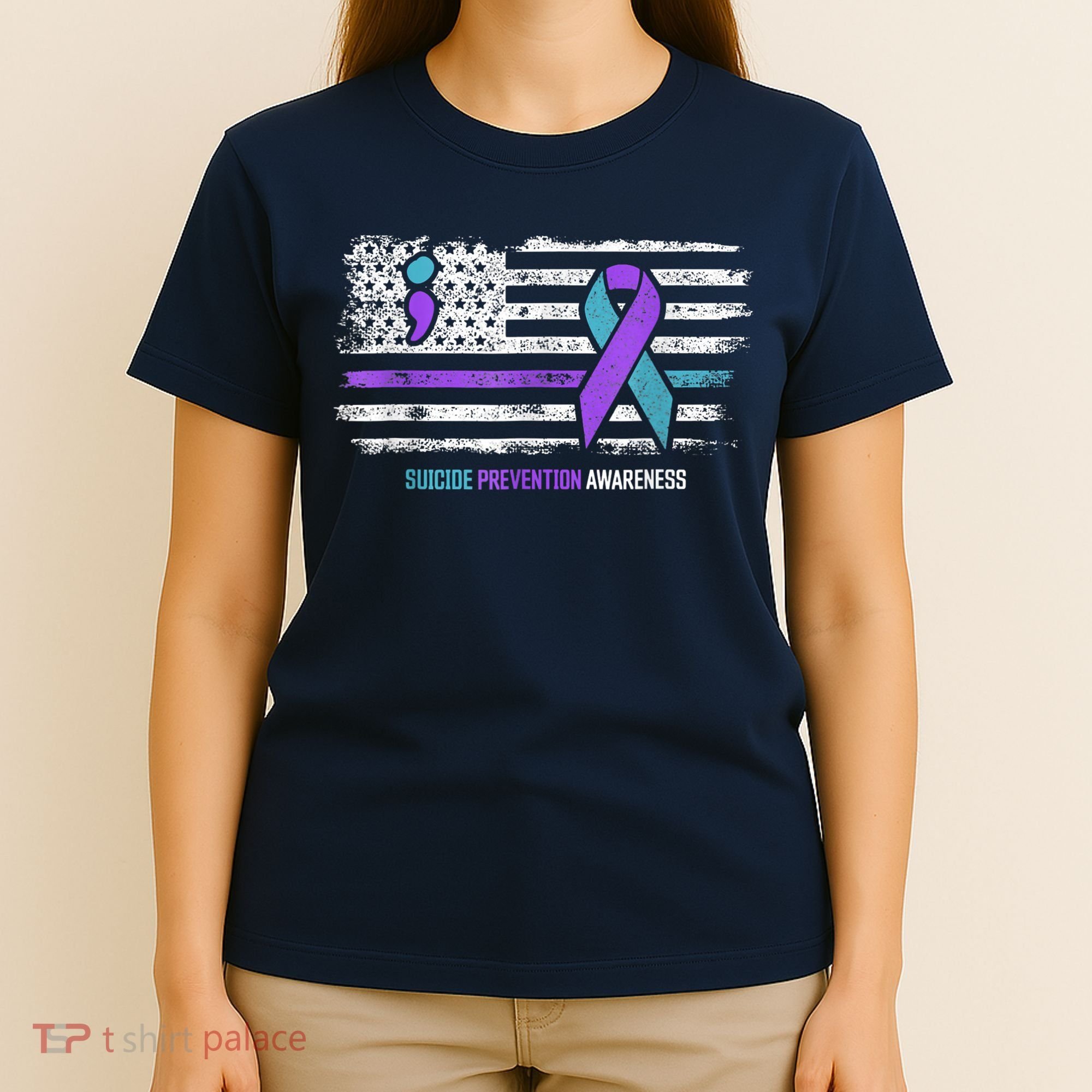 Suicide Prevention American Flag Suicide Awareness T-Shirt