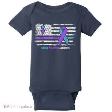 Suicide Prevention American Flag Suicide Awareness Baby Bodysuit