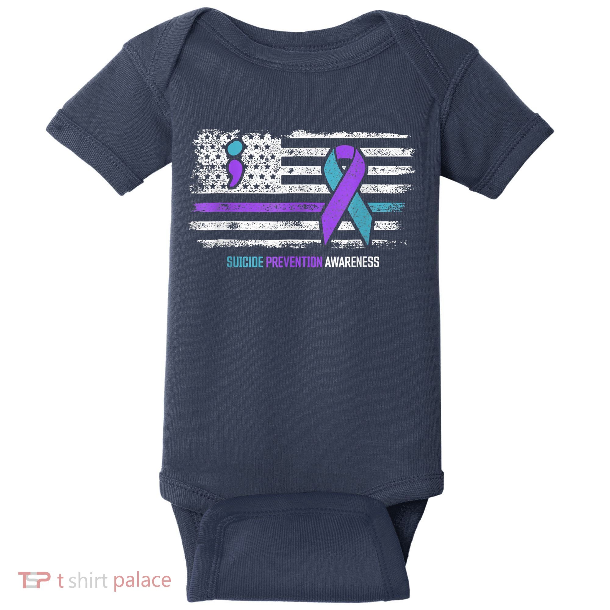 Suicide Prevention American Flag Suicide Awareness Baby Bodysuit