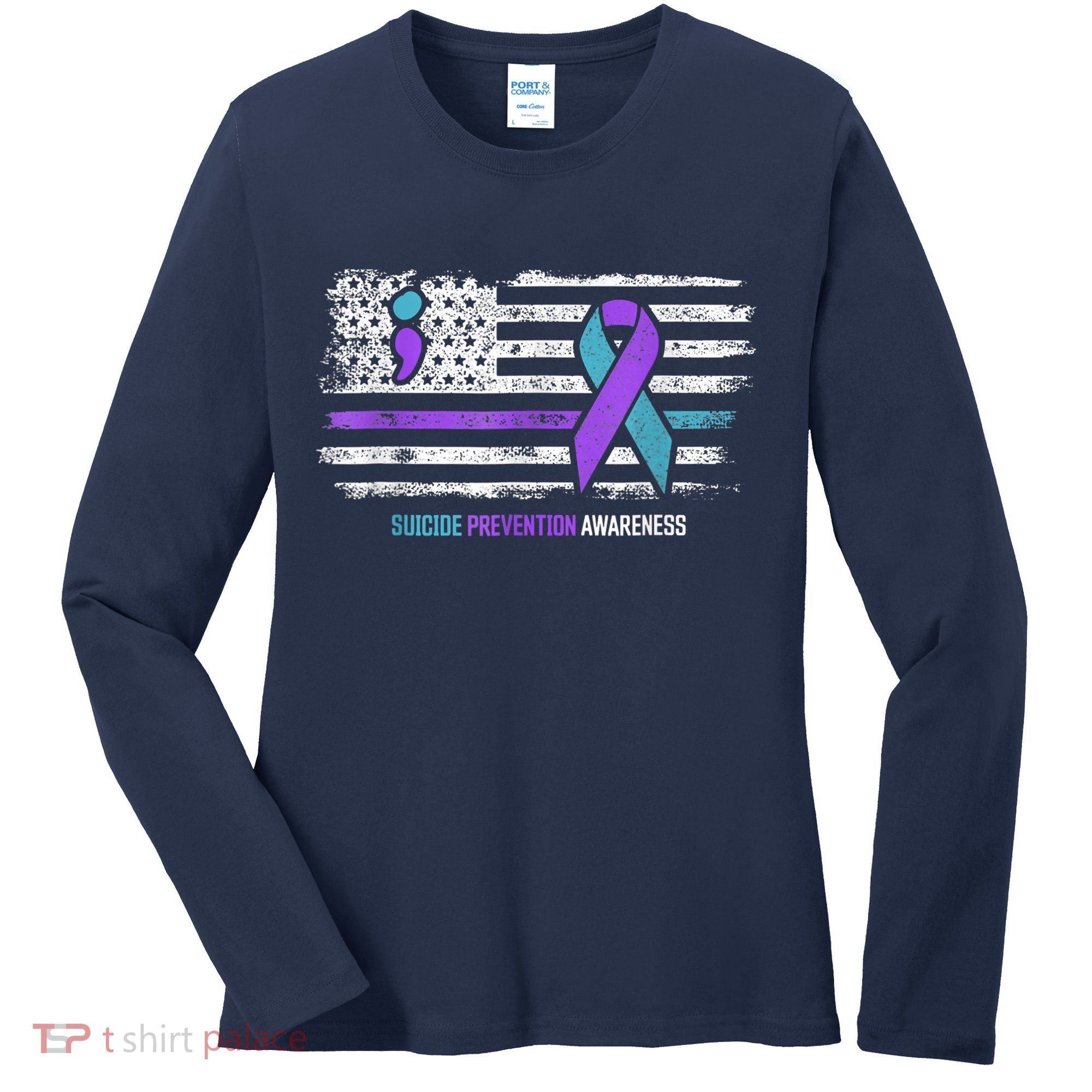 Suicide Prevention American Flag Suicide Awareness Women's Long Sleeve Shirt