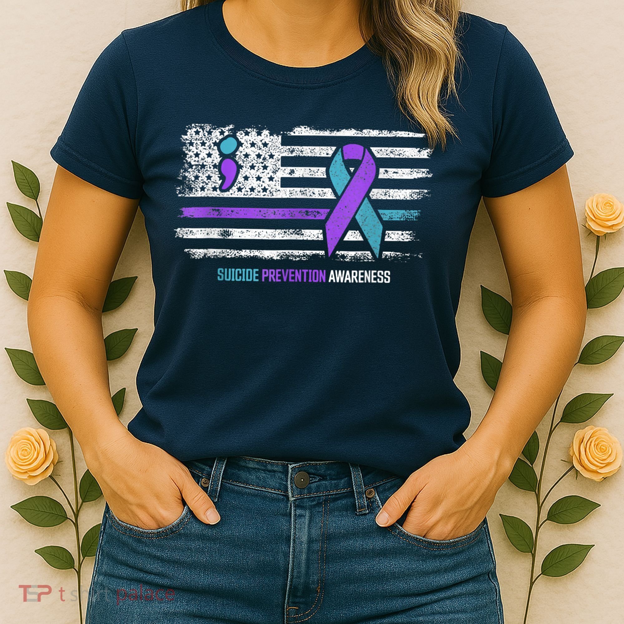 Suicide Prevention American Flag Suicide Awareness Women's T-Shirt