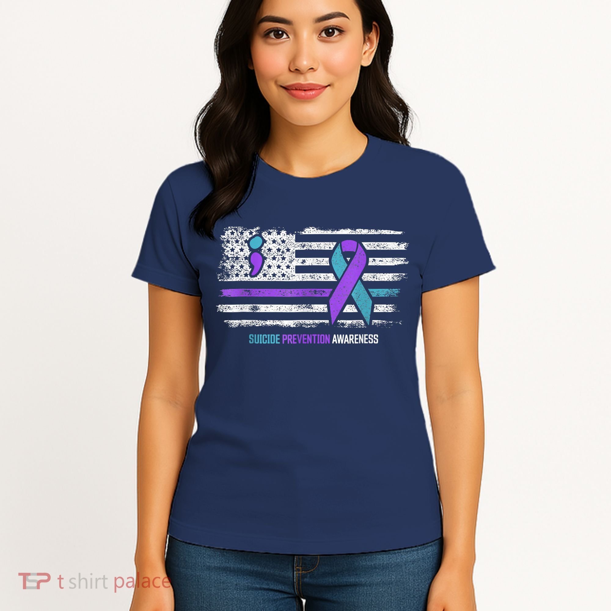 Suicide Prevention American Flag Suicide Awareness Women's T-Shirt