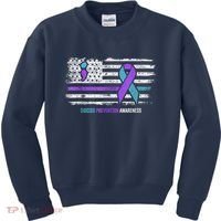 Suicide Prevention American Flag Suicide Awareness Kids Sweatshirt thumb 0