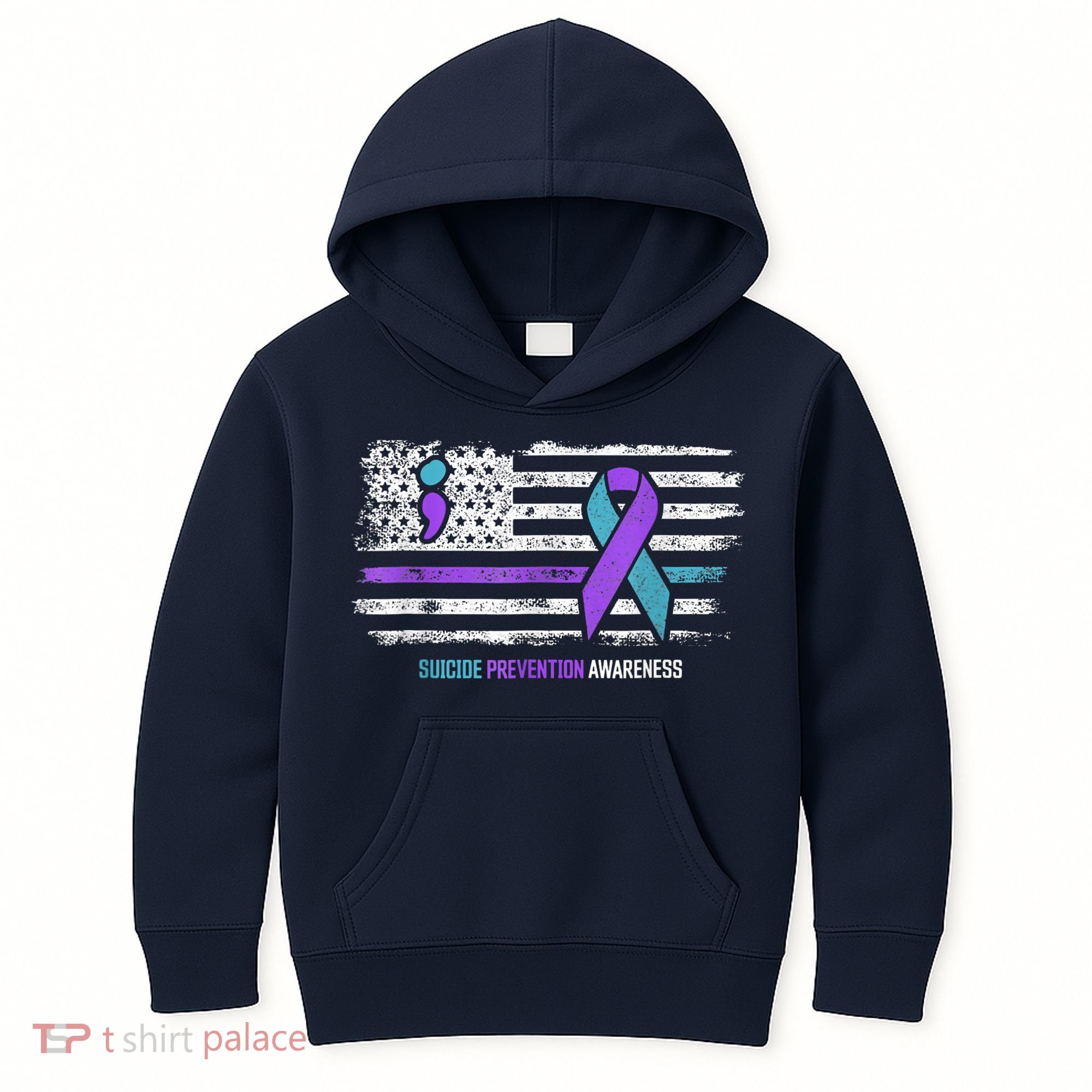 Suicide Prevention American Flag Suicide Awareness Kids Hoodie