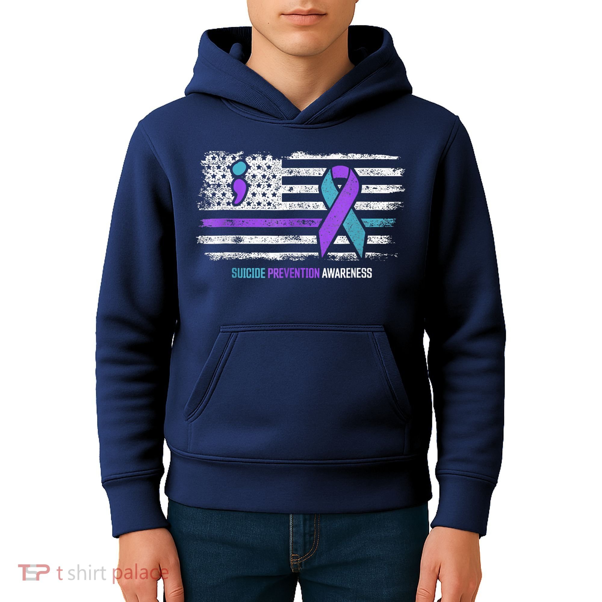 Suicide Prevention American Flag Suicide Awareness Kids Hoodie