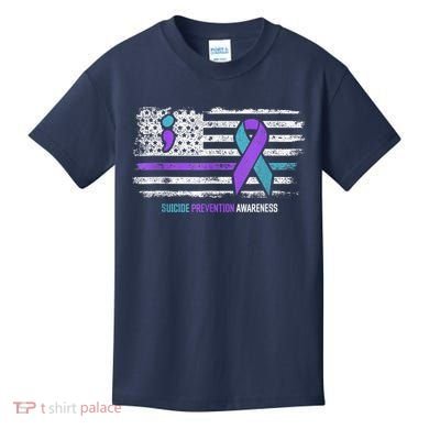 Suicide Prevention American Flag Suicide Awareness Kids T-Shirt
