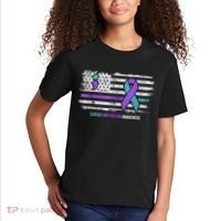 Suicide Prevention American Flag Suicide Awareness Kids T-Shirt thumb 2