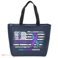 Suicide Prevention American Flag Suicide Awareness Tote Bag thumb 0