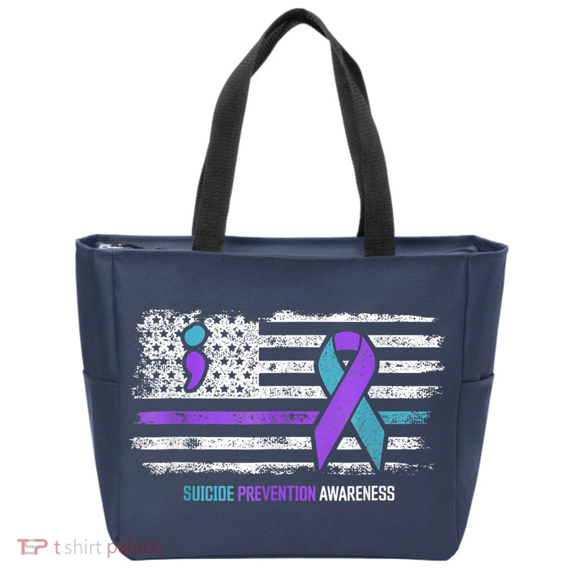 Suicide Prevention American Flag Suicide Awareness Tote Bag