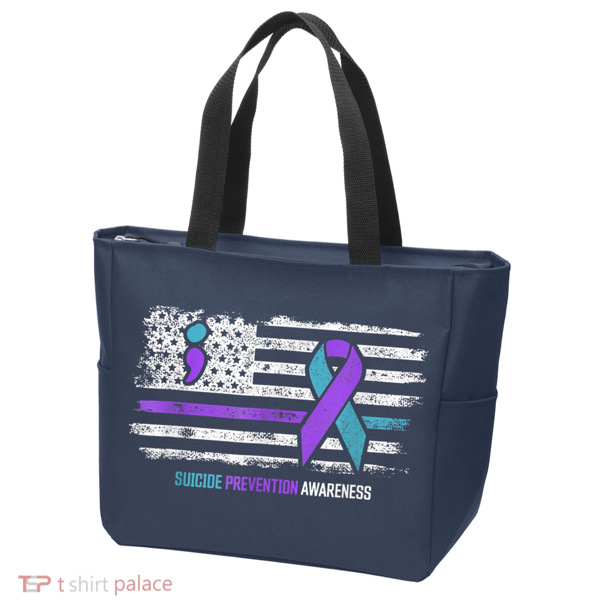 Suicide Prevention American Flag Suicide Awareness Tote Bag