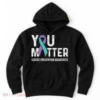 Suicide Prevention Awareness Teal & Purple Ribbon You Matter Hoodie thumb 0