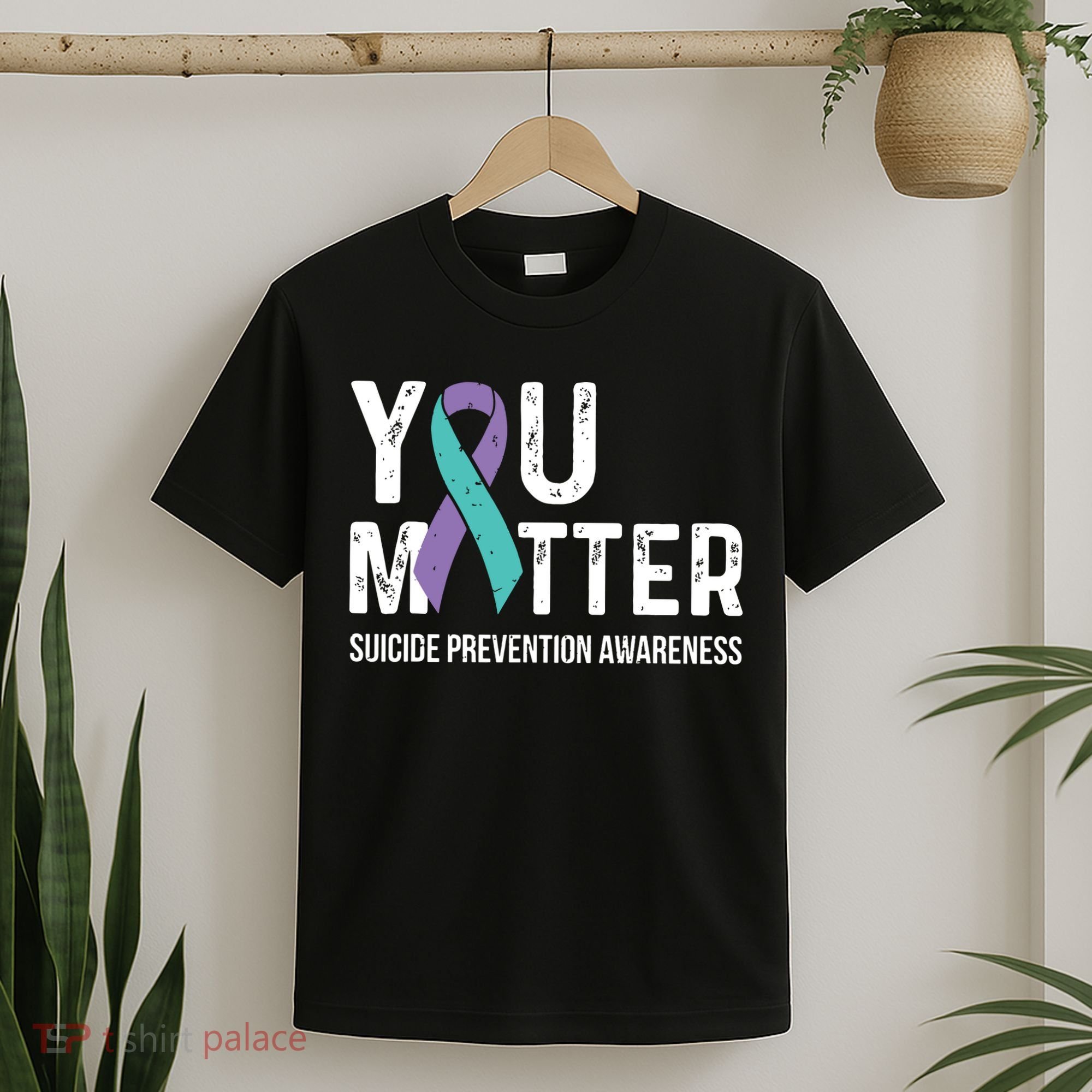 Suicide Prevention Awareness Teal & Purple Ribbon You Matter T-Shirt