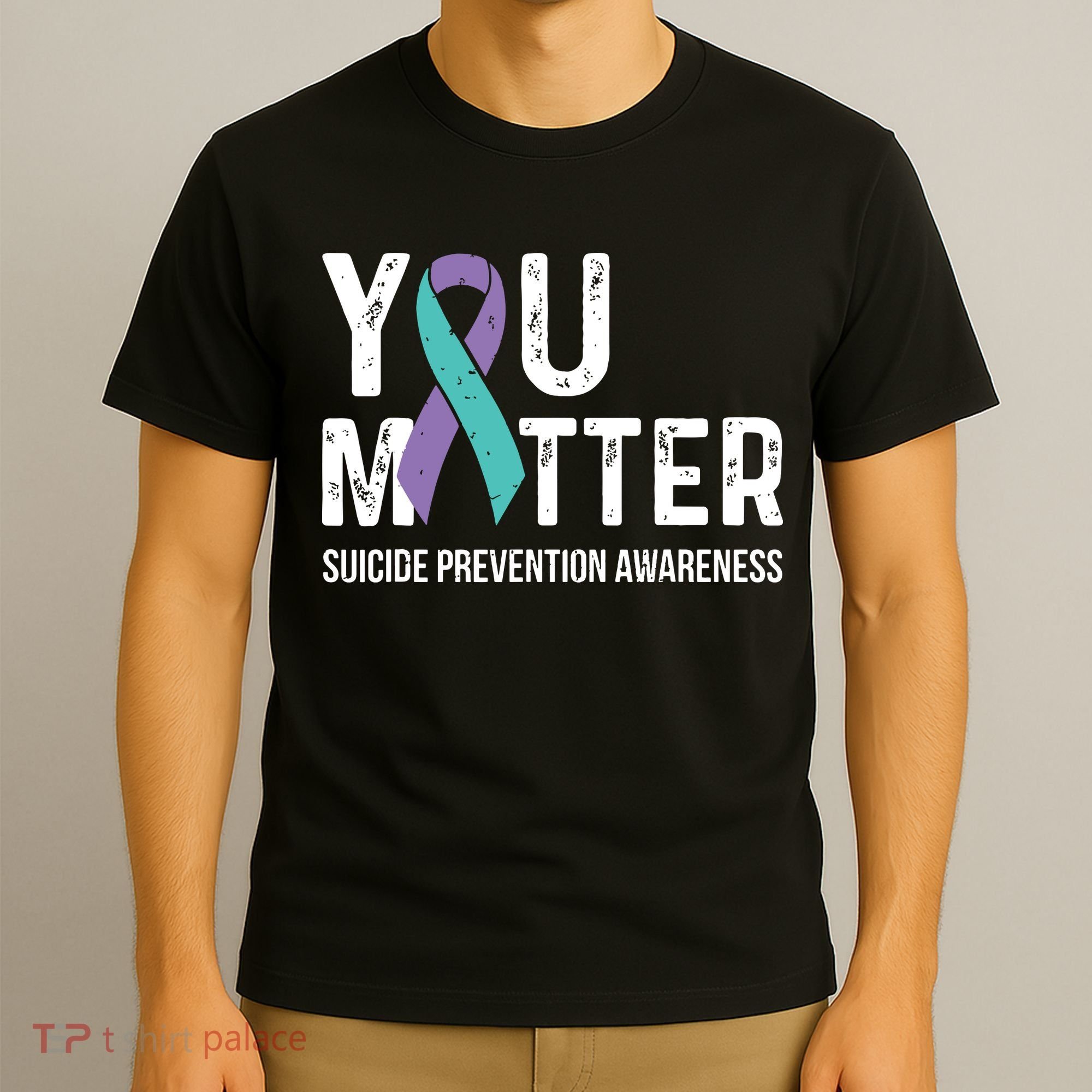 Suicide Prevention Awareness Teal & Purple Ribbon You Matter T-Shirt