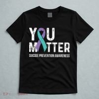 Suicide Prevention Awareness Teal & Purple Ribbon You Matter T-Shirt thumb 5