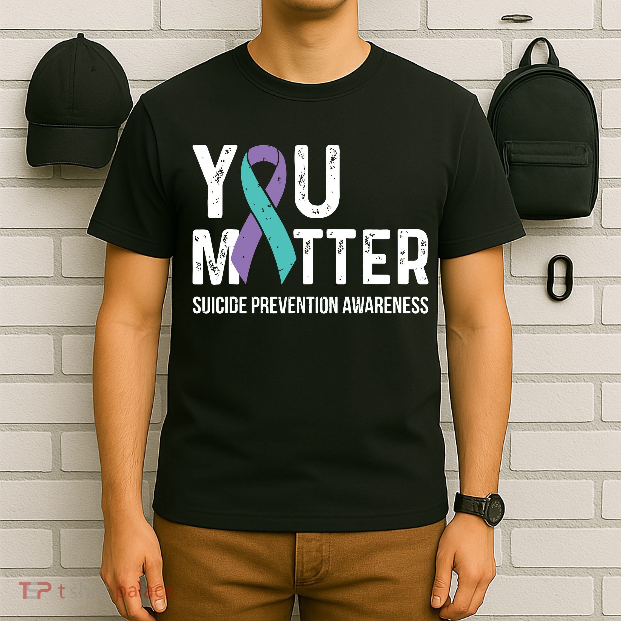Suicide Prevention Awareness Teal & Purple Ribbon You Matter T-Shirt