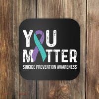 Suicide Prevention Awareness Teal & Purple Ribbon You Matter Coaster thumb 0