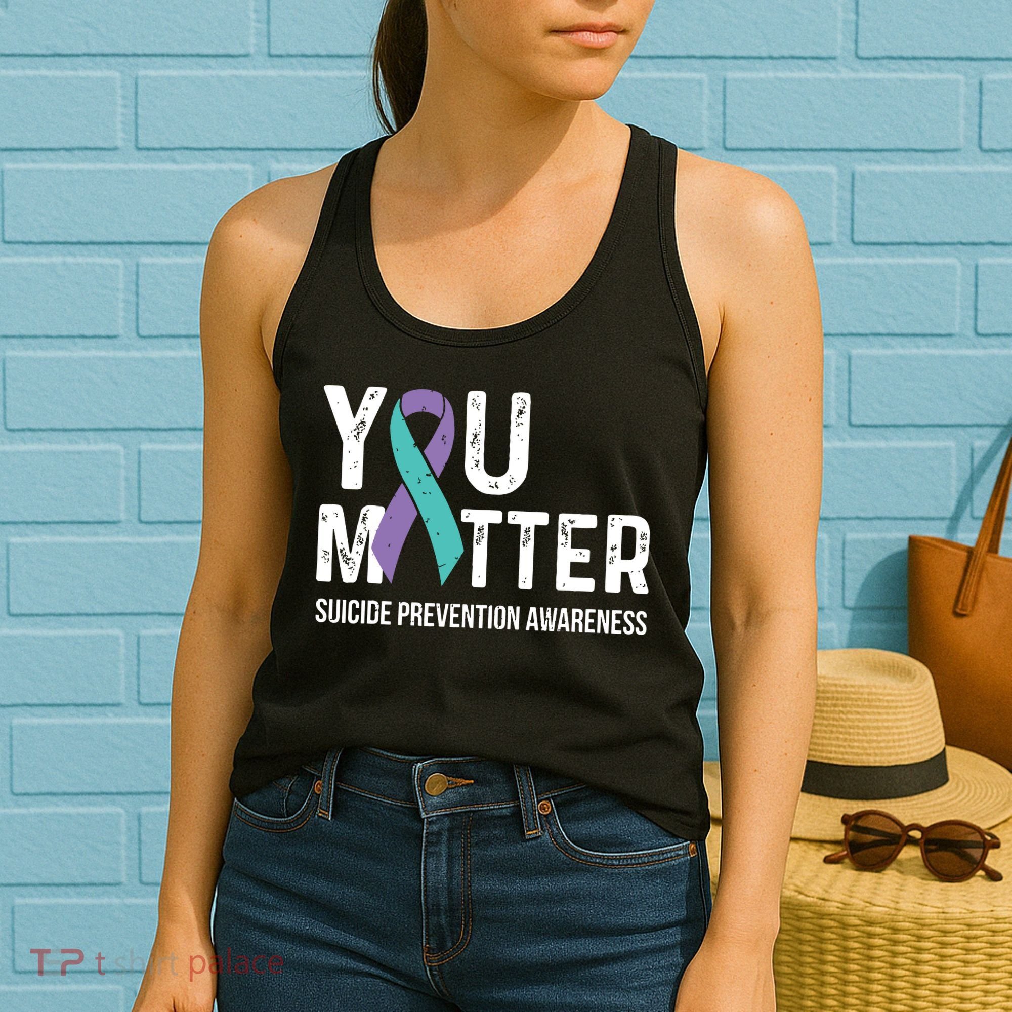 Suicide Prevention Awareness Teal & Purple Ribbon You Matter Women's Tank Top