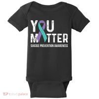 Suicide Prevention Awareness Teal & Purple Ribbon You Matter Baby Bodysuit thumb 0
