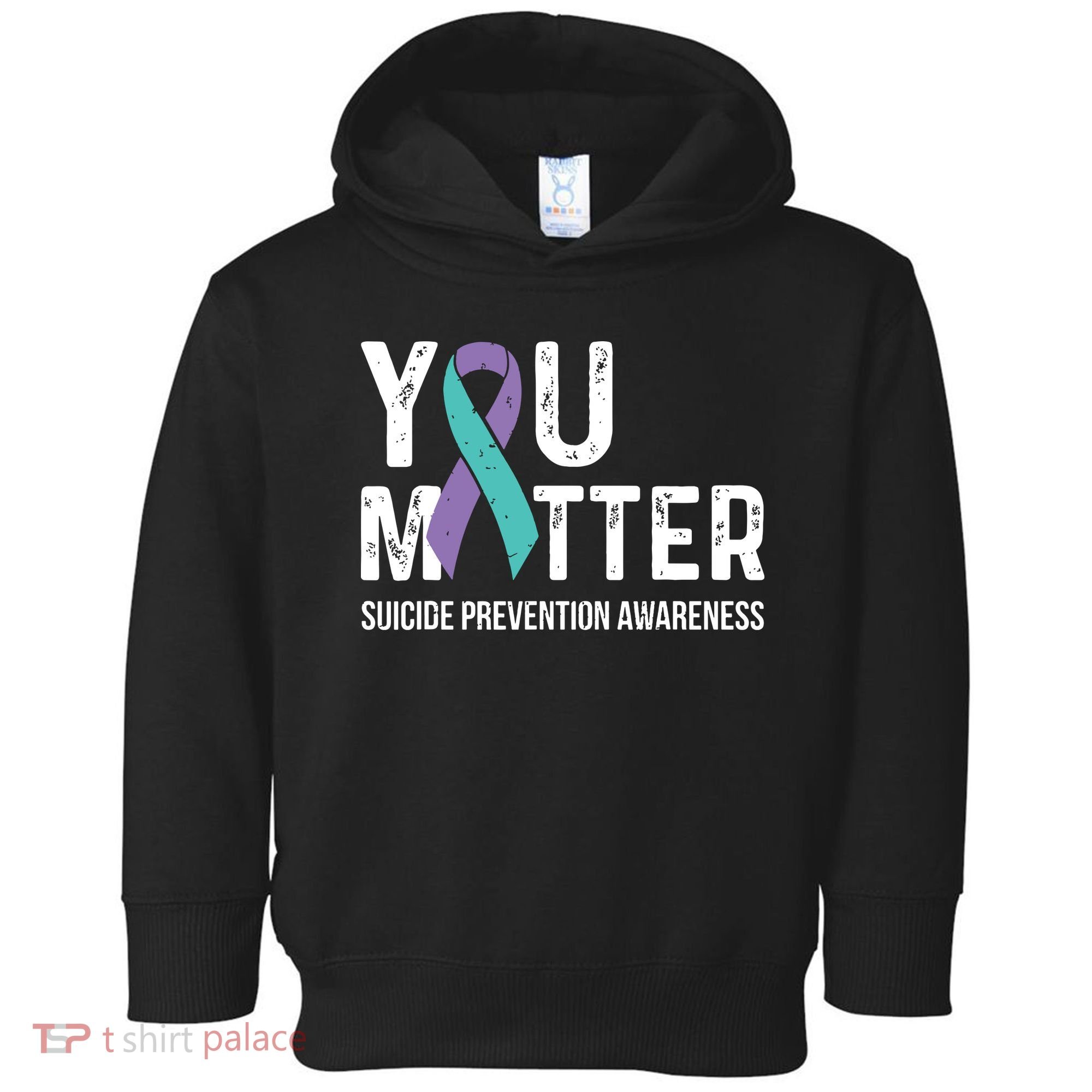 Suicide Prevention Awareness Teal & Purple Ribbon You Matter Toddler Hoodie