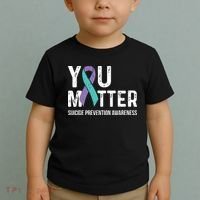 Suicide Prevention Awareness Teal & Purple Ribbon You Matter Toddler T-Shirt thumb 2