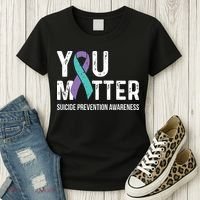 Suicide Prevention Awareness Teal & Purple Ribbon You Matter Women's T-Shirt thumb 3