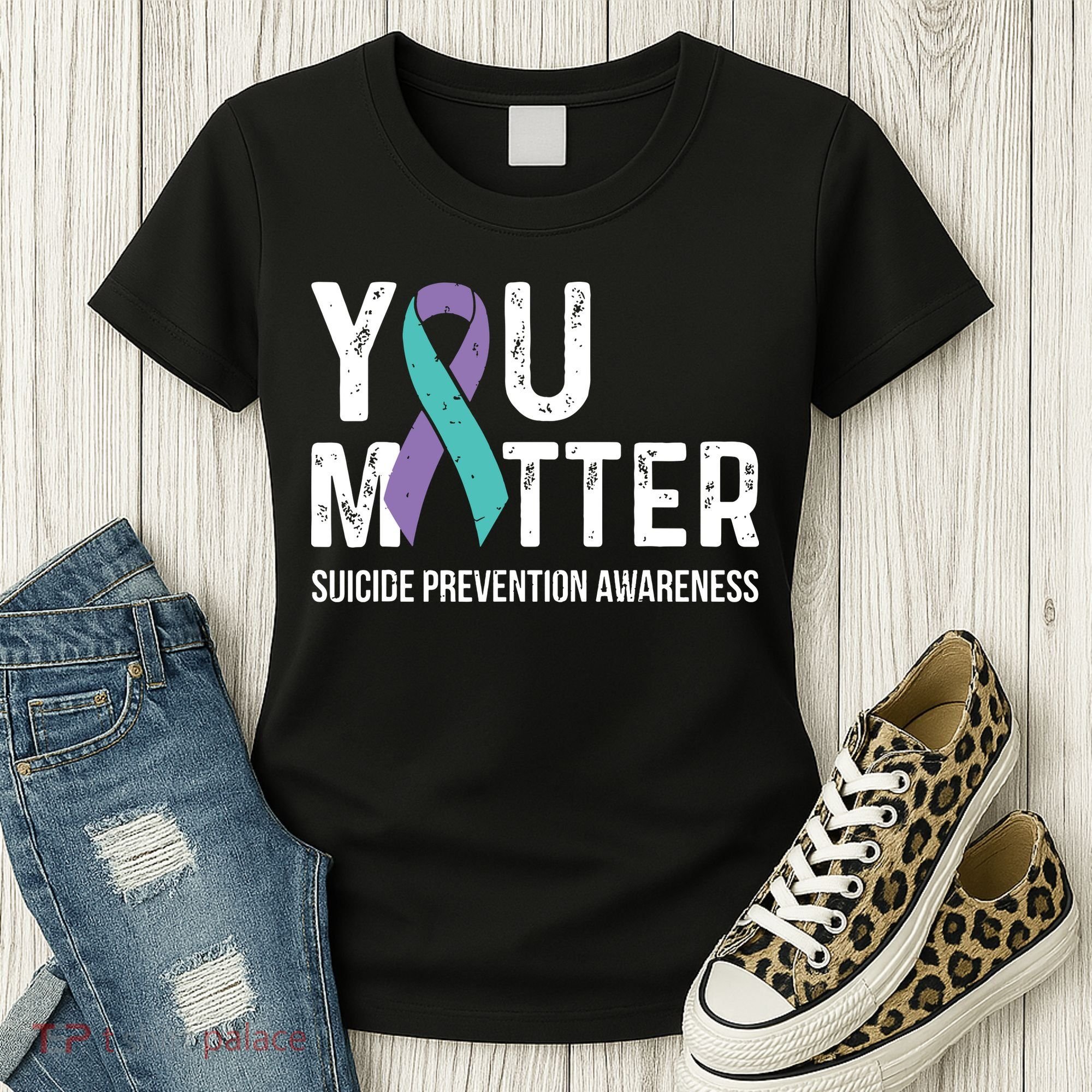 Suicide Prevention Awareness Teal & Purple Ribbon You Matter Women's T-Shirt
