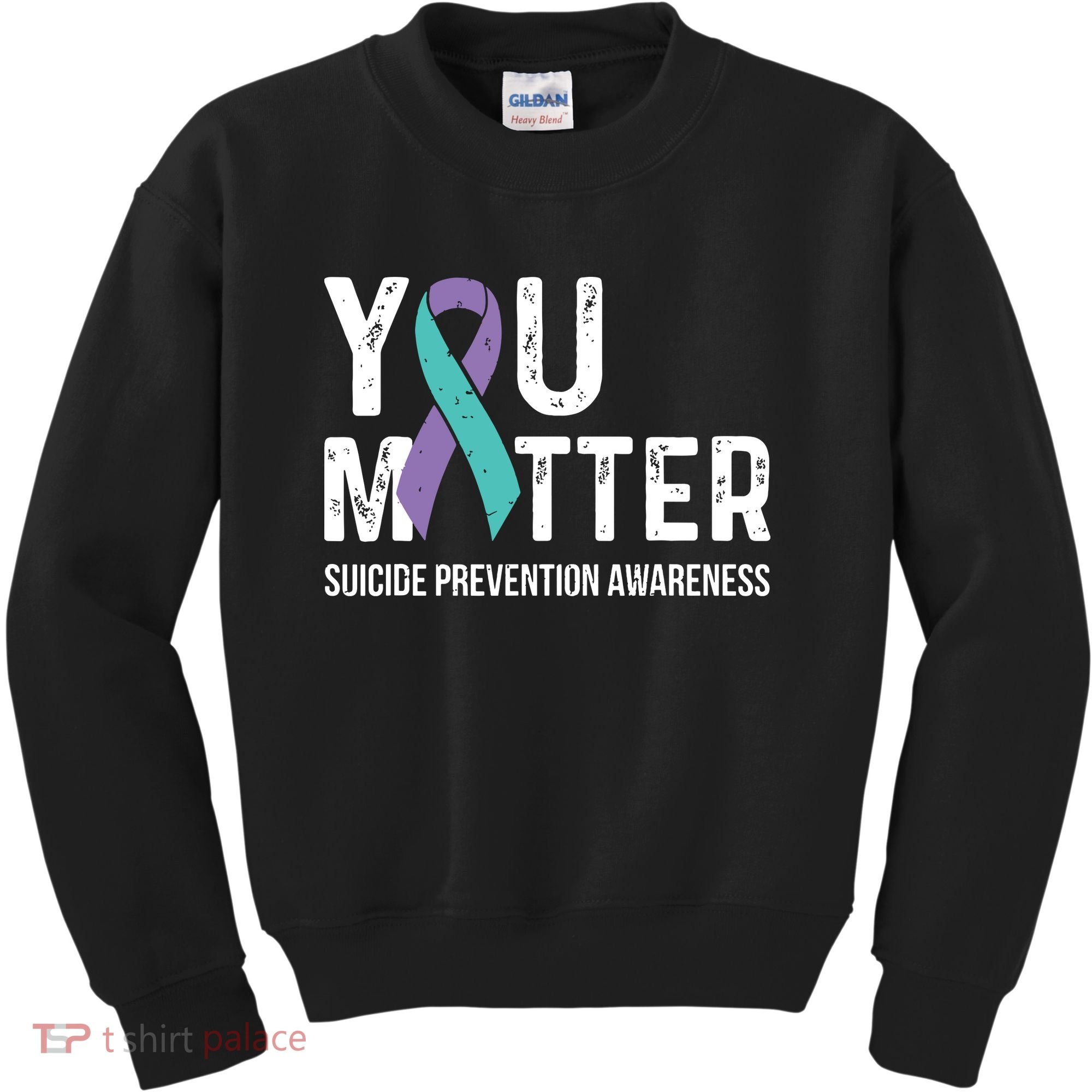 Suicide Prevention Awareness Teal & Purple Ribbon You Matter Kids Sweatshirt