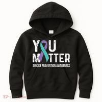 Suicide Prevention Awareness Teal & Purple Ribbon You Matter Kids Hoodie thumb 0