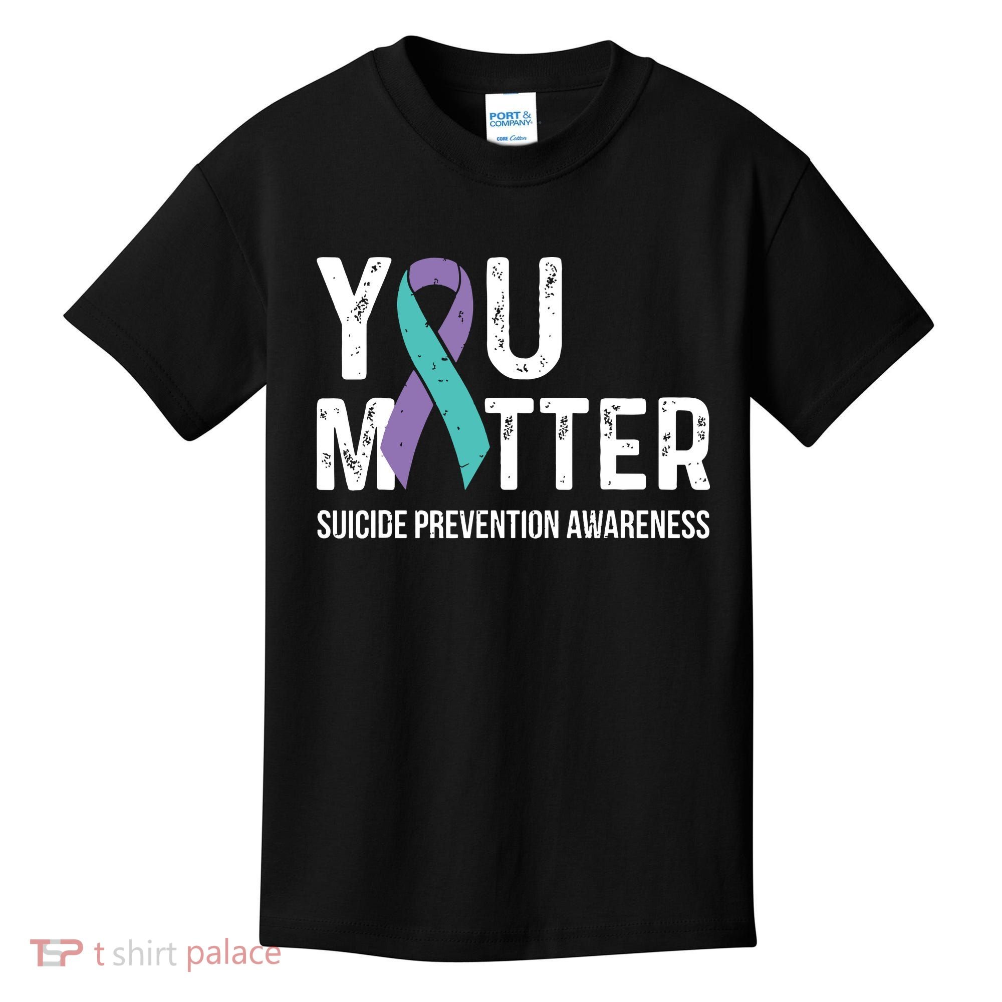 Suicide Prevention Awareness Teal & Purple Ribbon You Matter Kids T-Shirt