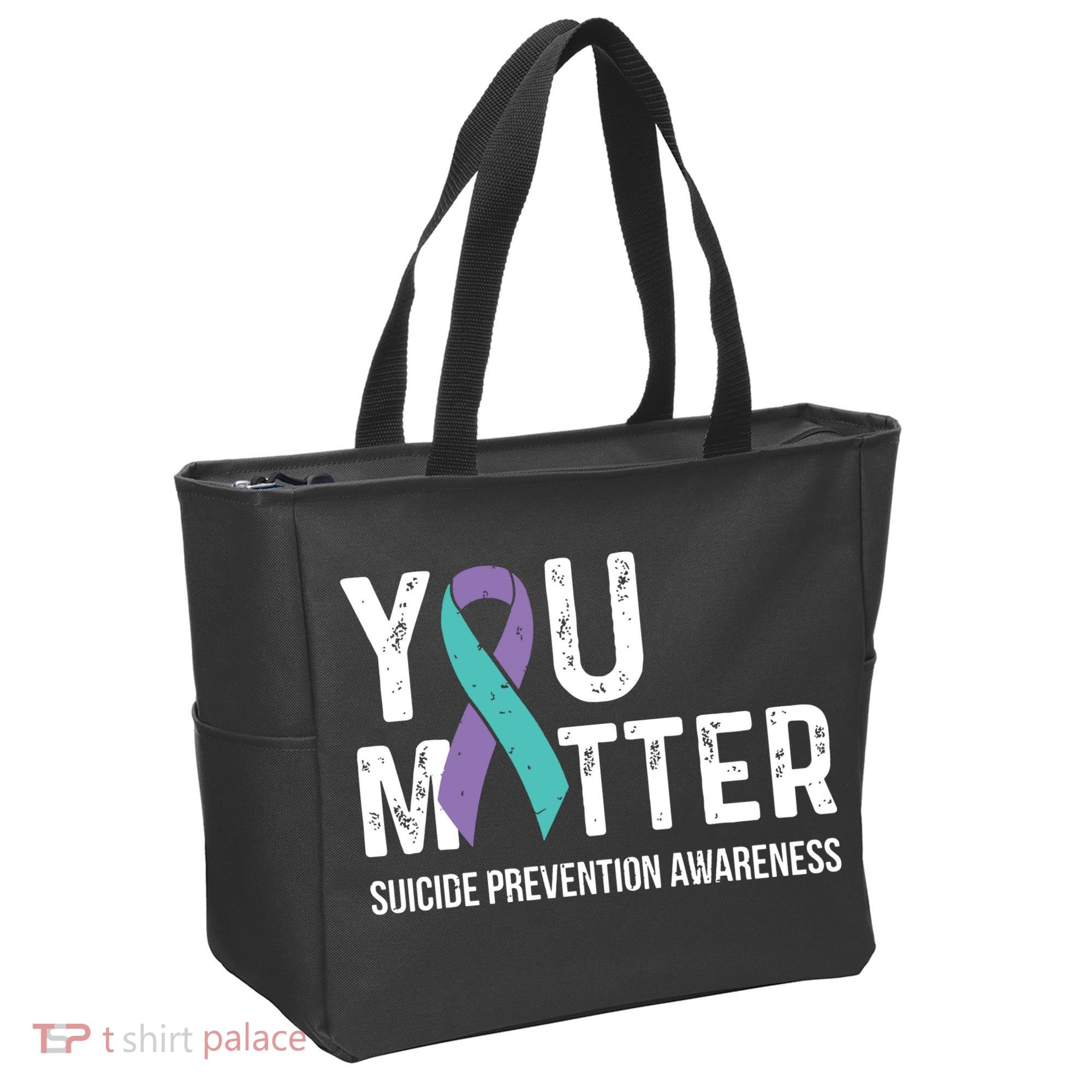 Suicide Prevention Awareness Teal & Purple Ribbon You Matter Tote Bag