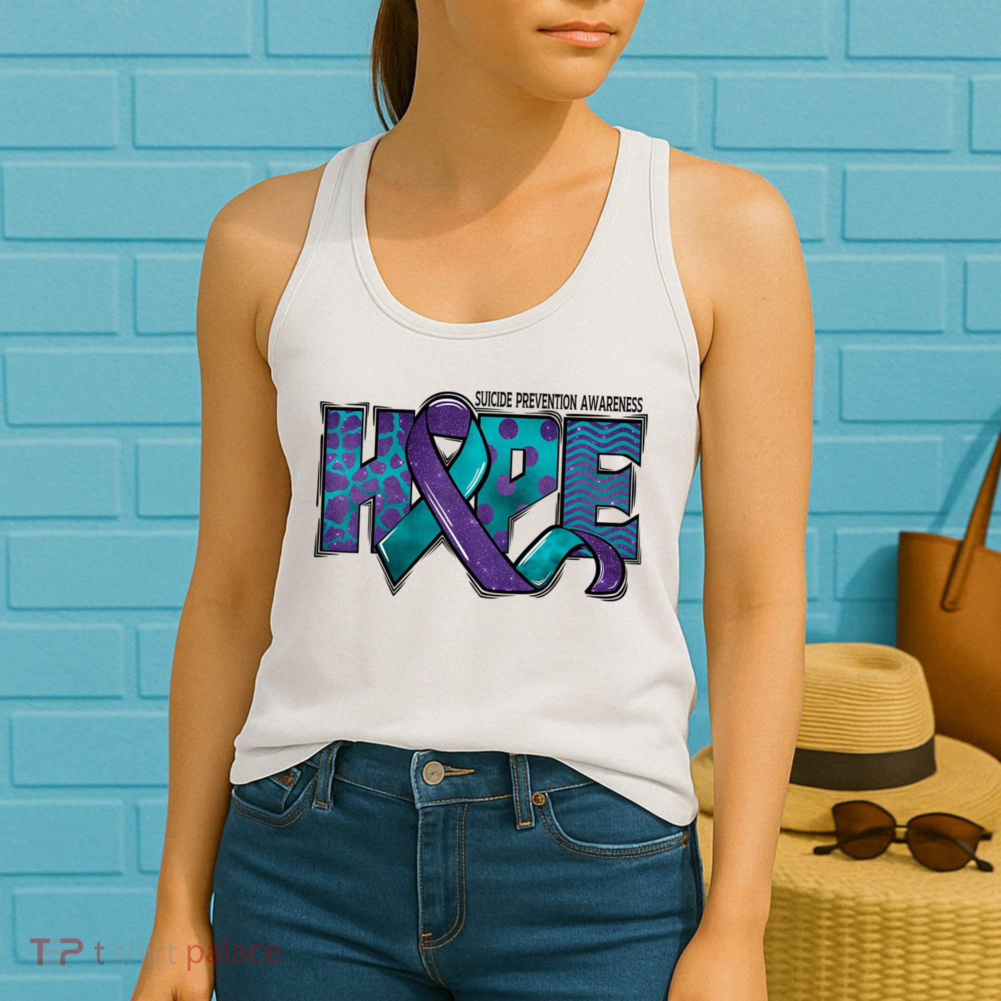 Suicide Prevention Awareness Warrior Hope Ribbon You Matter Women's Tank Top