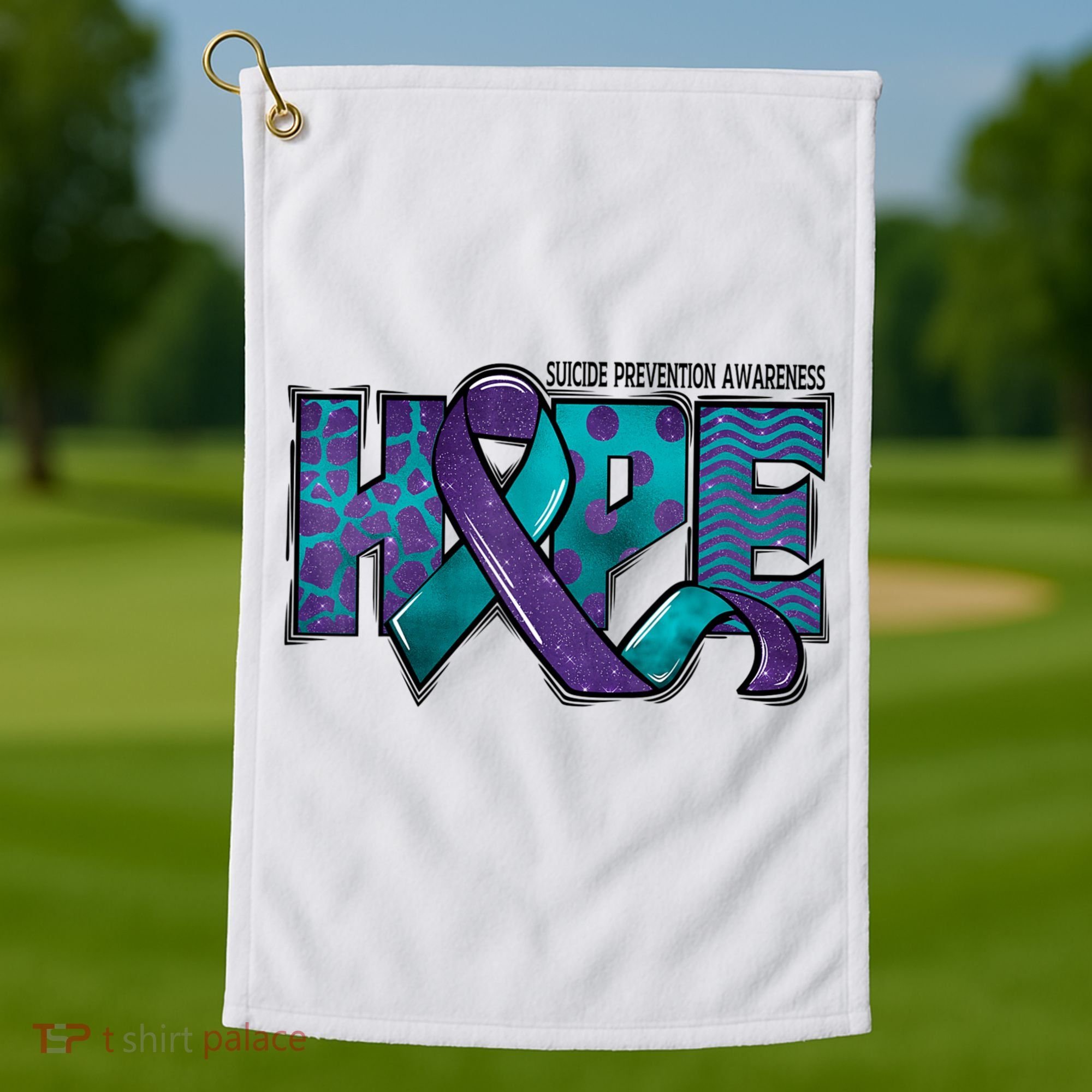 Suicide Prevention Awareness Warrior Hope Ribbon You Matter Golf Towel