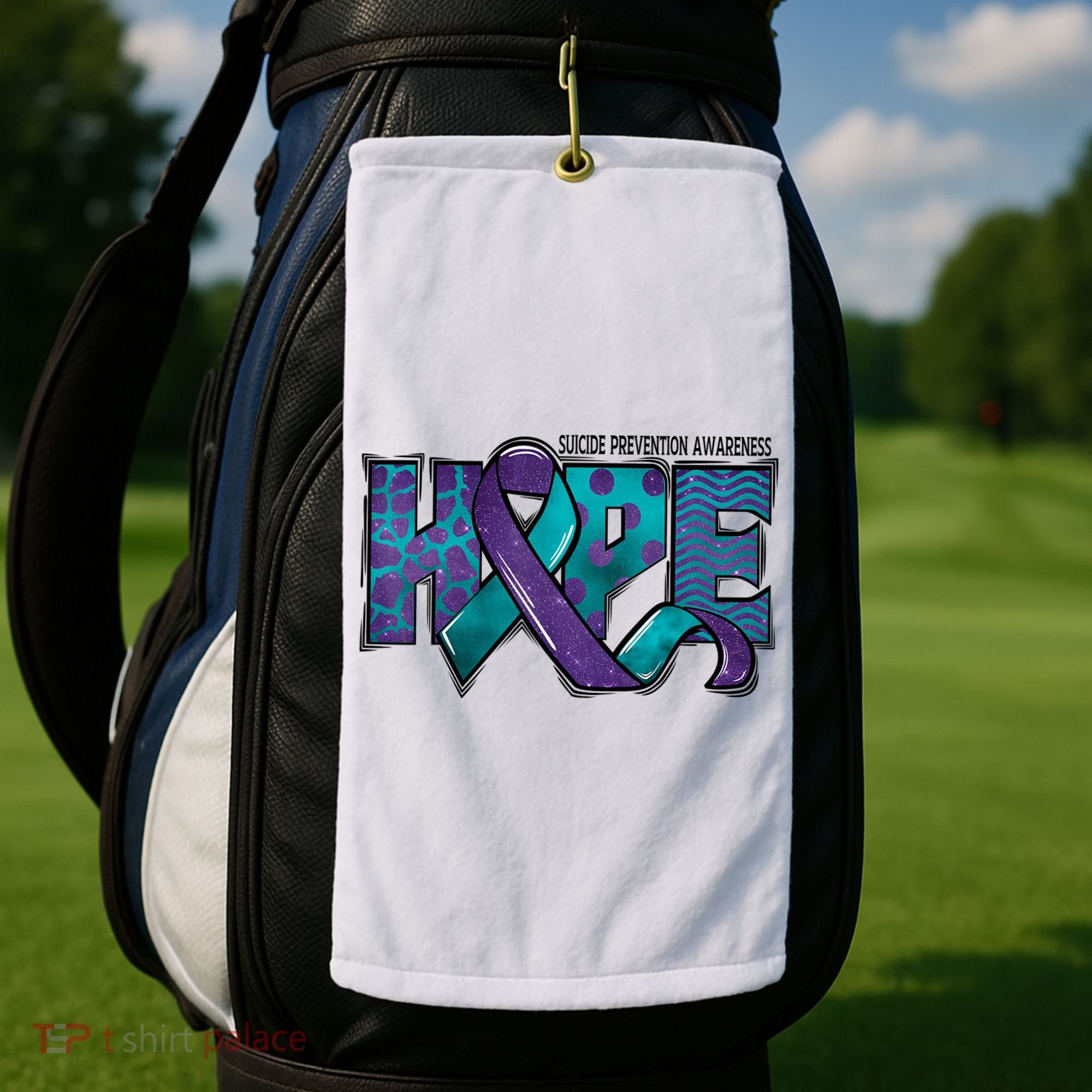 Suicide Prevention Awareness Warrior Hope Ribbon You Matter Golf Towel