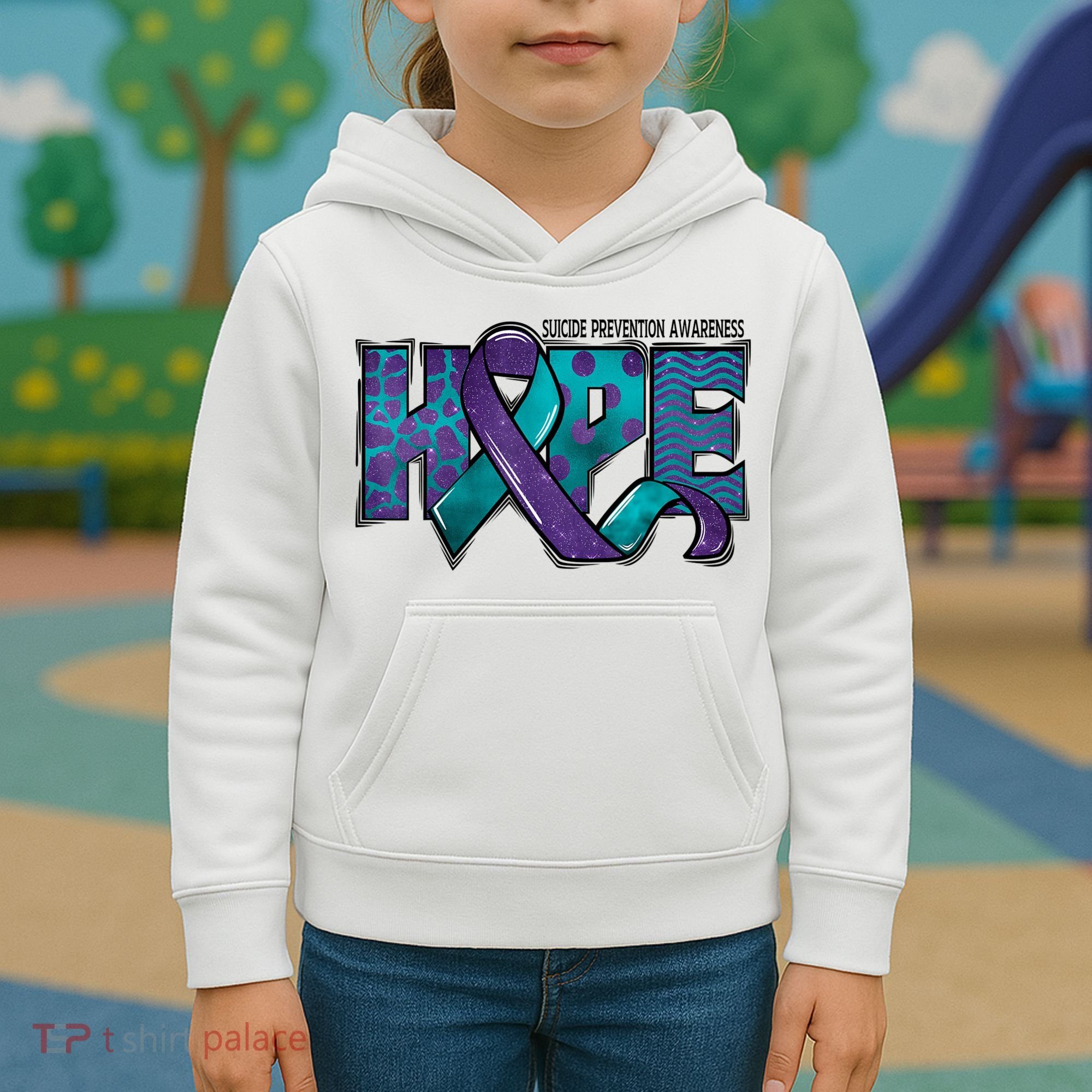 Suicide Prevention Awareness Warrior Hope Ribbon You Matter Kids Hoodie