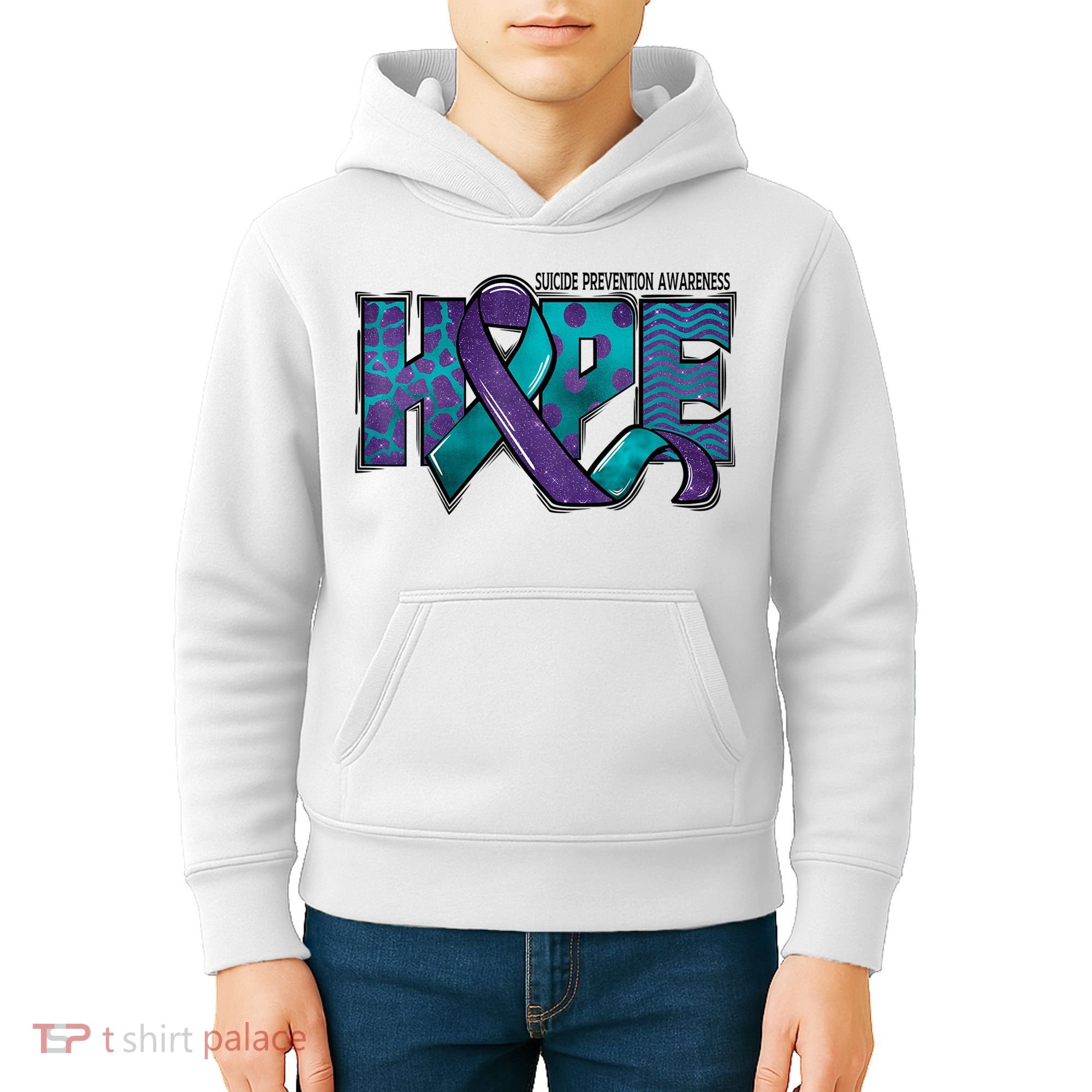 Suicide Prevention Awareness Warrior Hope Ribbon You Matter Kids Hoodie