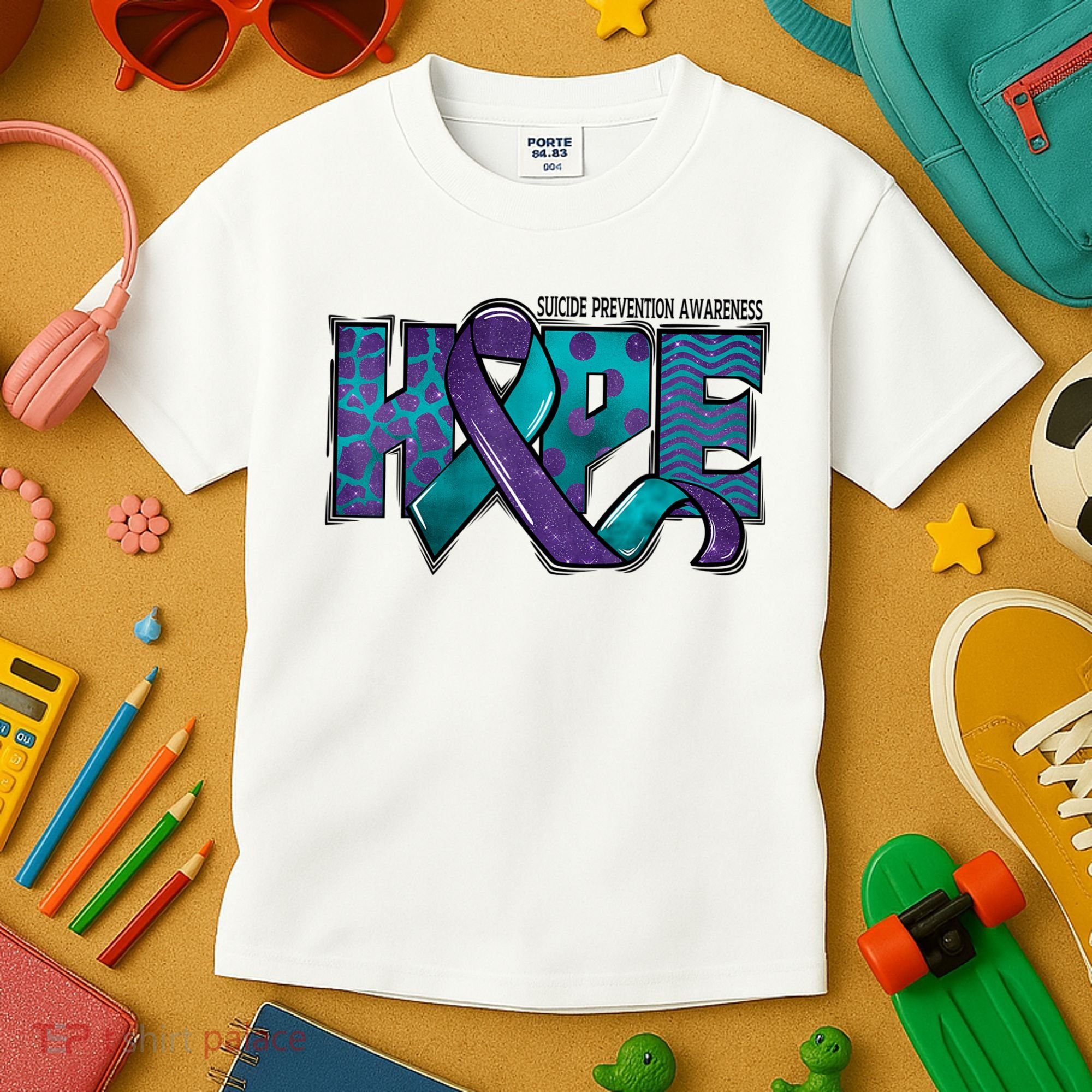Suicide Prevention Awareness Warrior Hope Ribbon You Matter Kids T-Shirt
