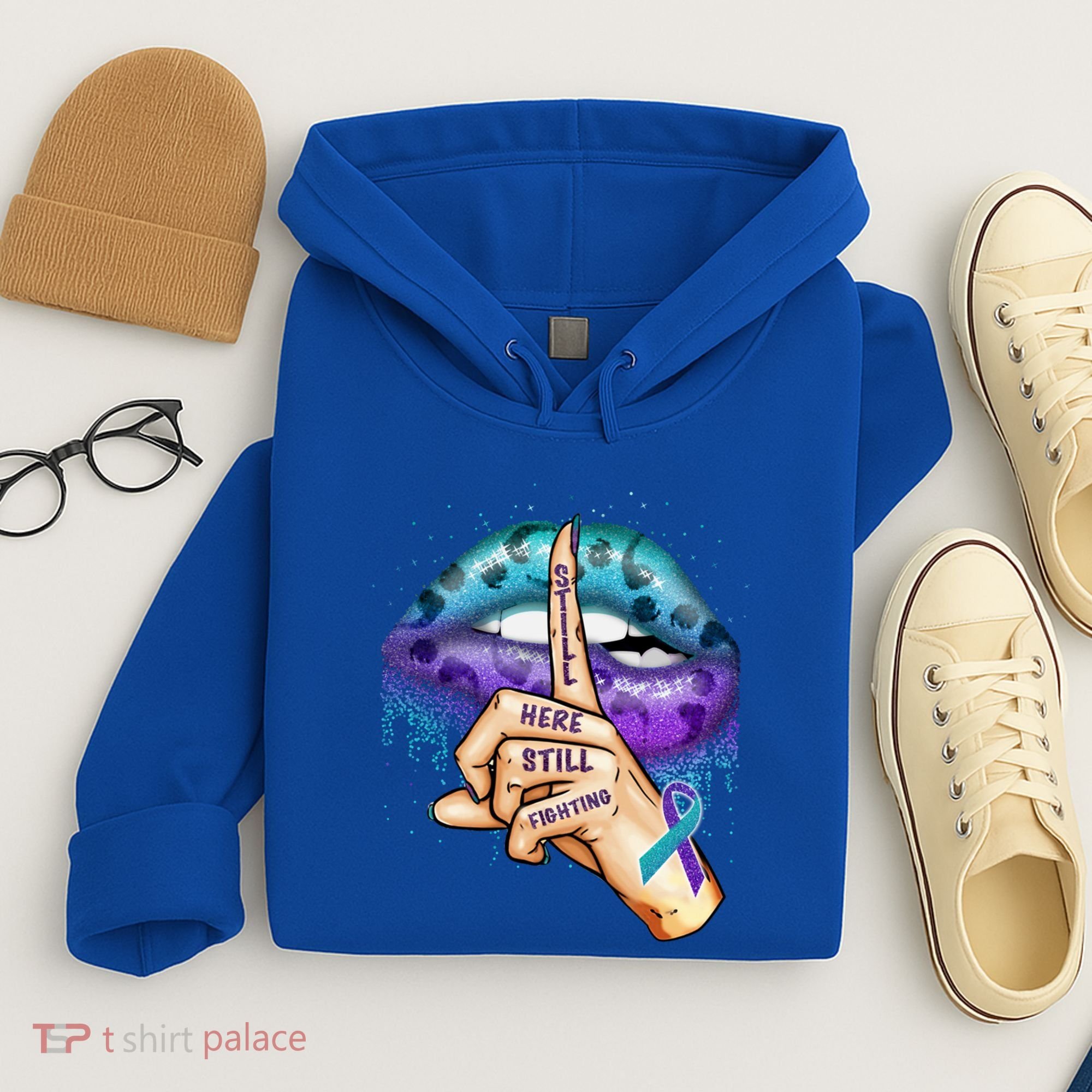 Suicide Prevention Awareness Still Here Still Fighting Lips Cool Gift Hoodie