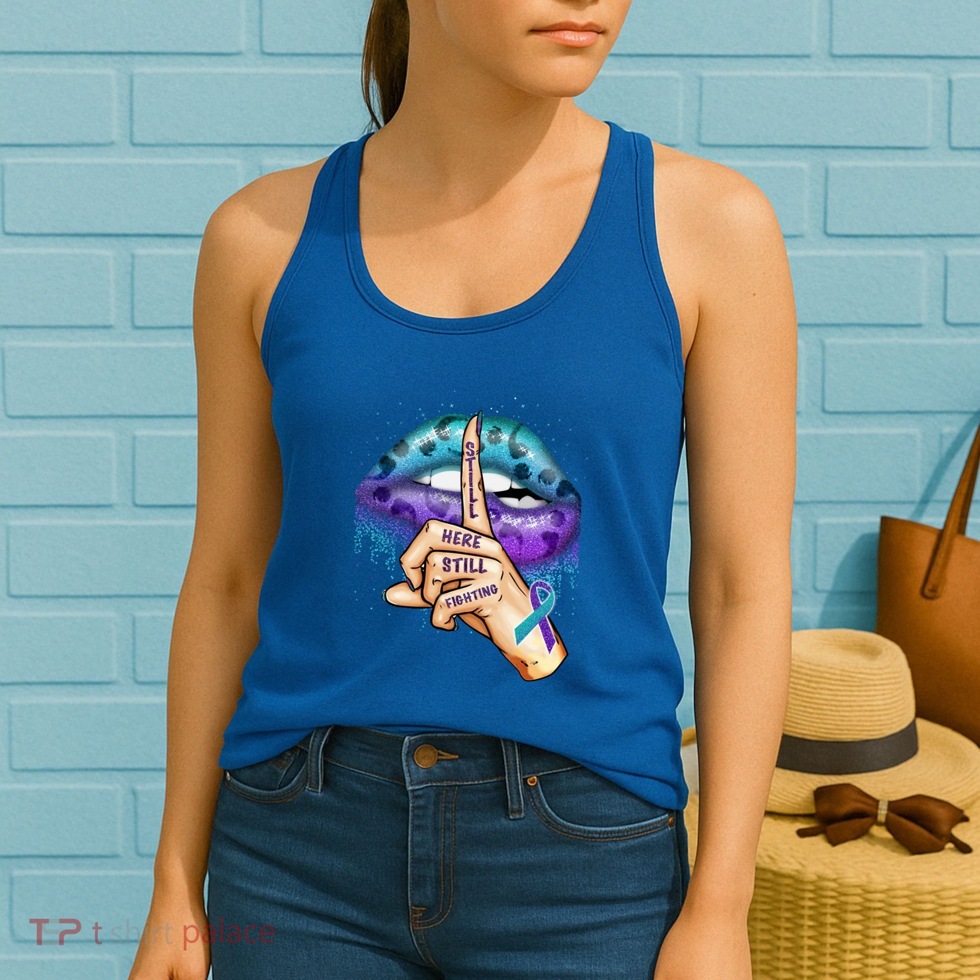 Suicide Prevention Awareness Still Here Still Fighting Lips Cool Gift Women's Tank Top