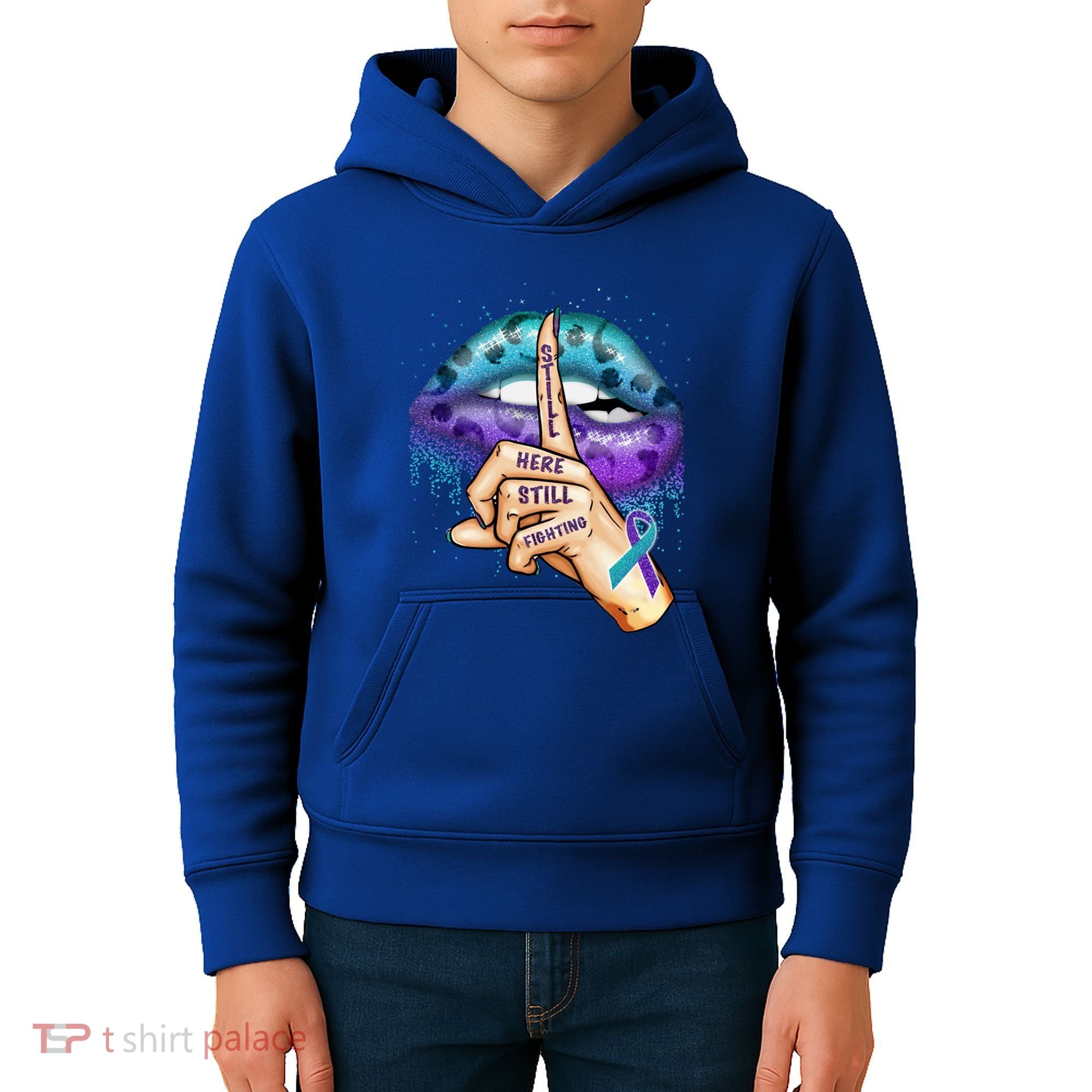 Suicide Prevention Awareness Still Here Still Fighting Lips Cool Gift Kids Hoodie