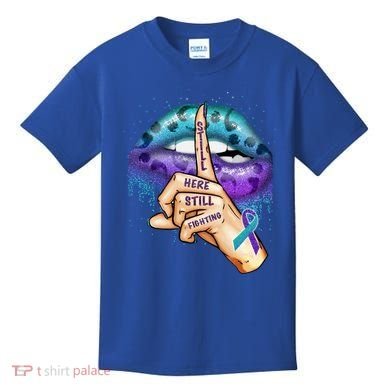Suicide Prevention Awareness Still Here Still Fighting Lips Cool Gift Kids T-Shirt