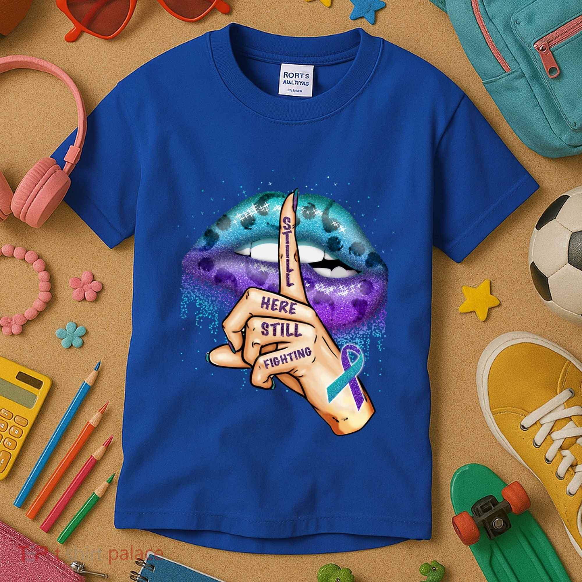 Suicide Prevention Awareness Still Here Still Fighting Lips Cool Gift Kids T-Shirt