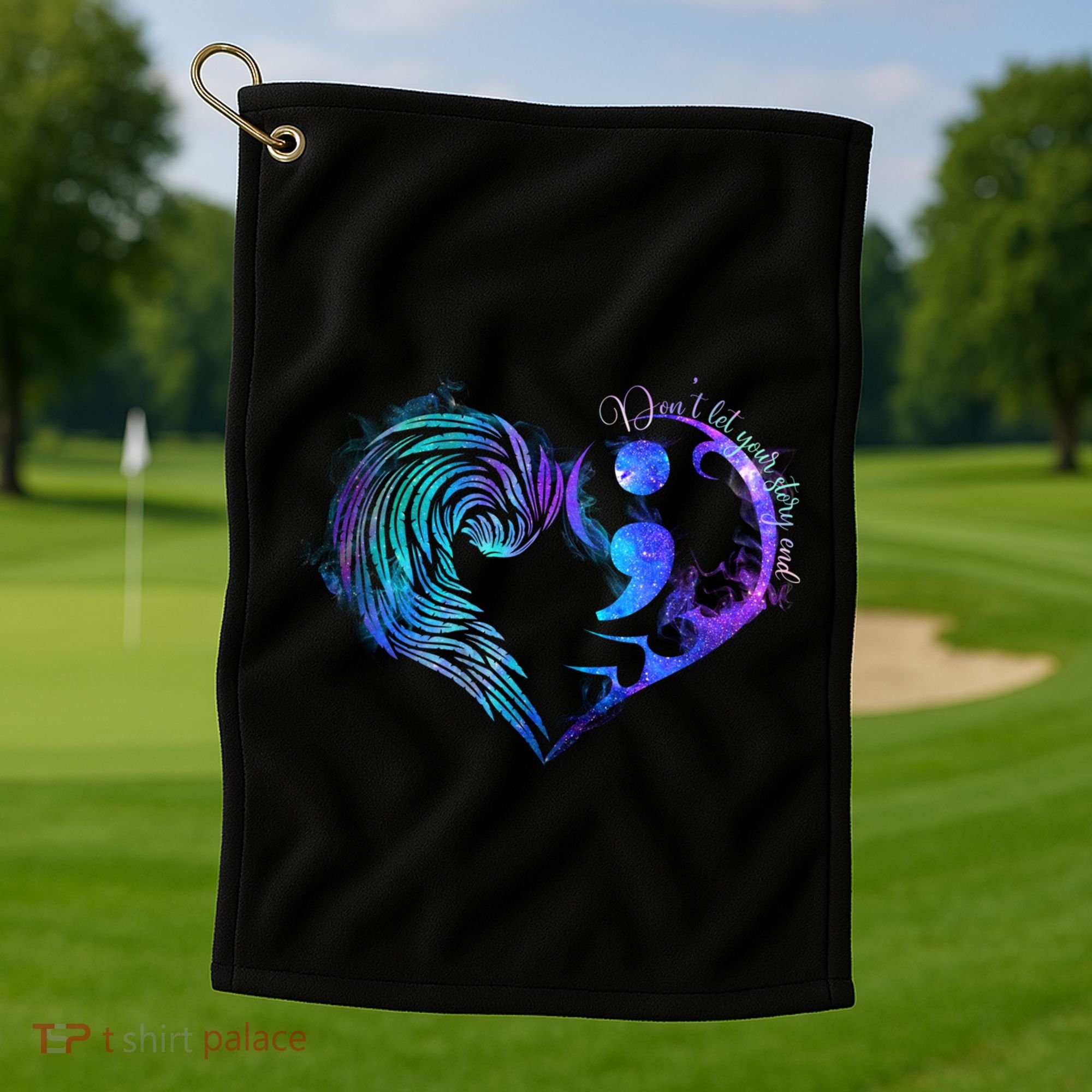 Suicide Prevention Awareness Teal Purple Heart You Matter Funny Gift Golf Towel