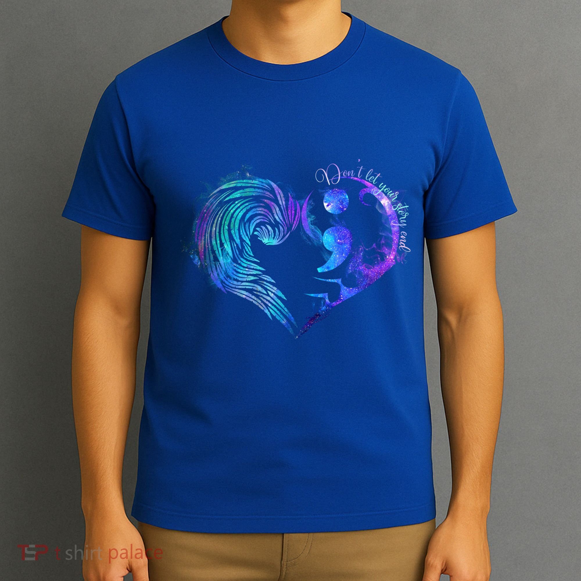 Suicide Prevention Awareness Teal Purple Heart You Matter Funny Gift T-Shirt