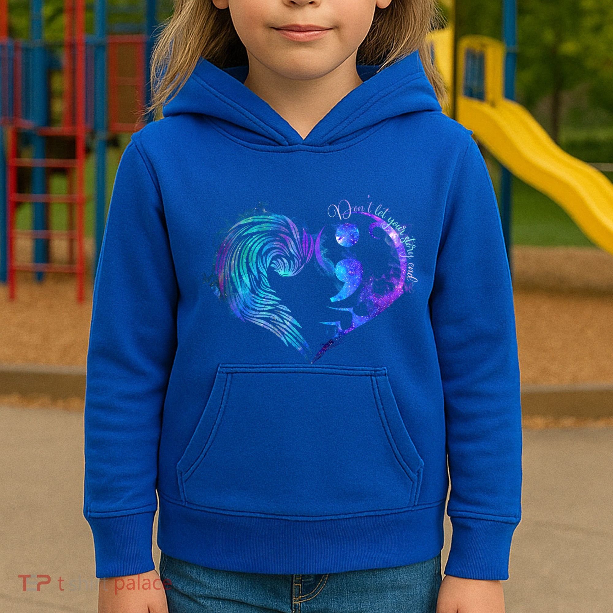 Suicide Prevention Awareness Teal Purple Heart You Matter Funny Gift Kids Hoodie