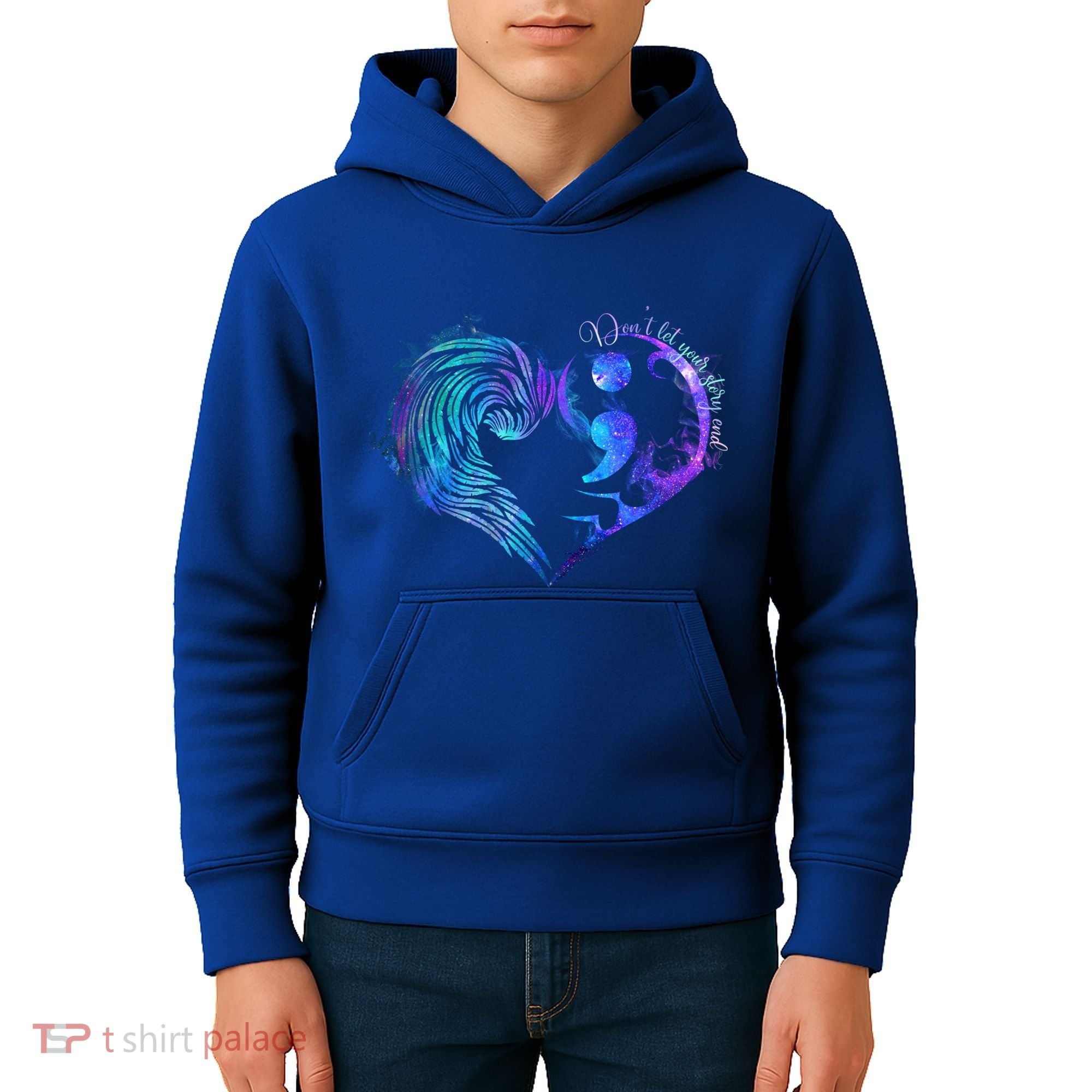 Suicide Prevention Awareness Teal Purple Heart You Matter Funny Gift Kids Hoodie