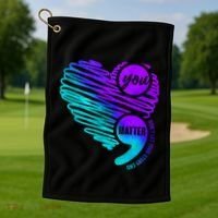 Suicide Prevention Awareness Week You Matter Semicolon Heart Cute Gift Golf Towel thumb 1