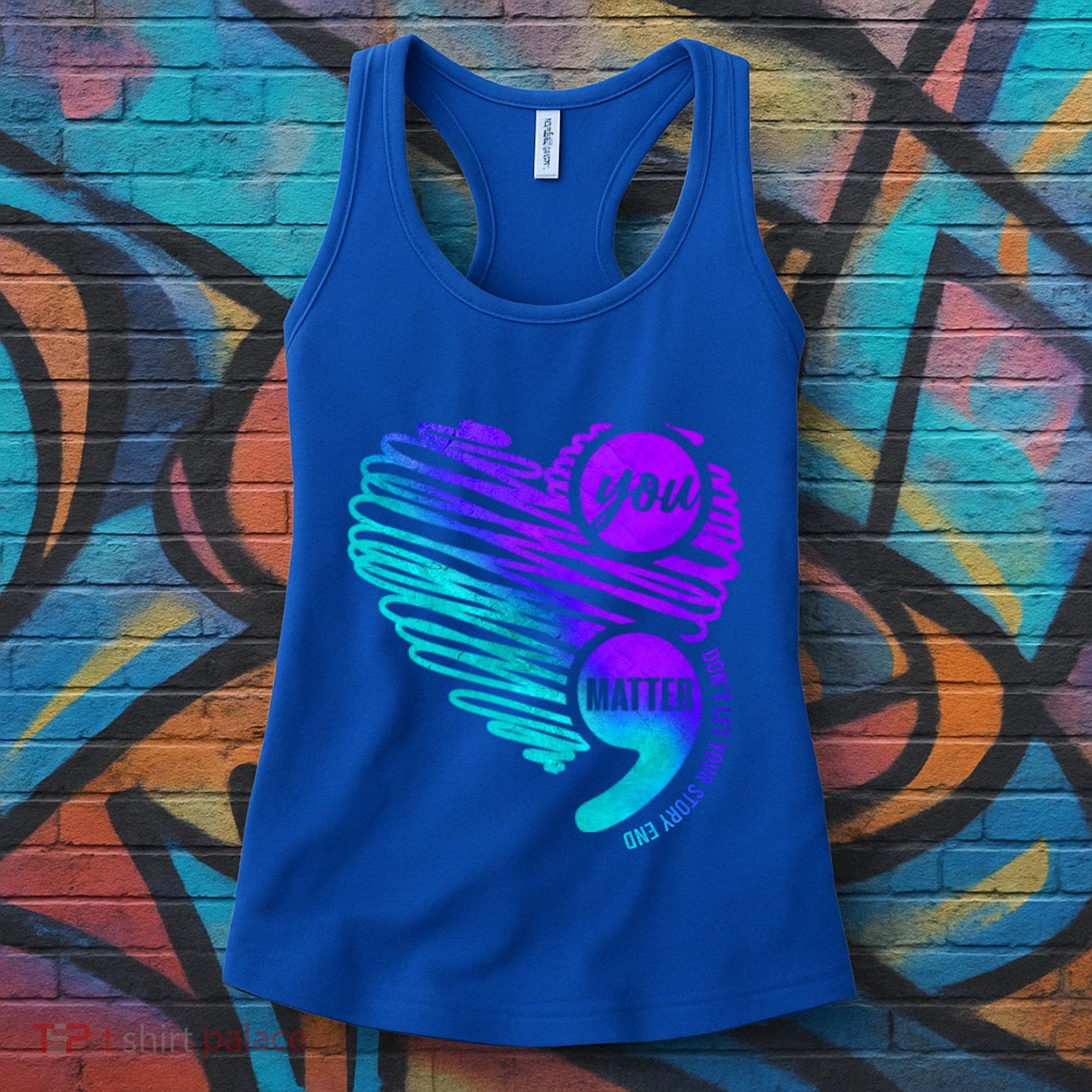 Suicide Prevention Awareness Week You Matter Semicolon Heart Cute Gift Women's Tank Top